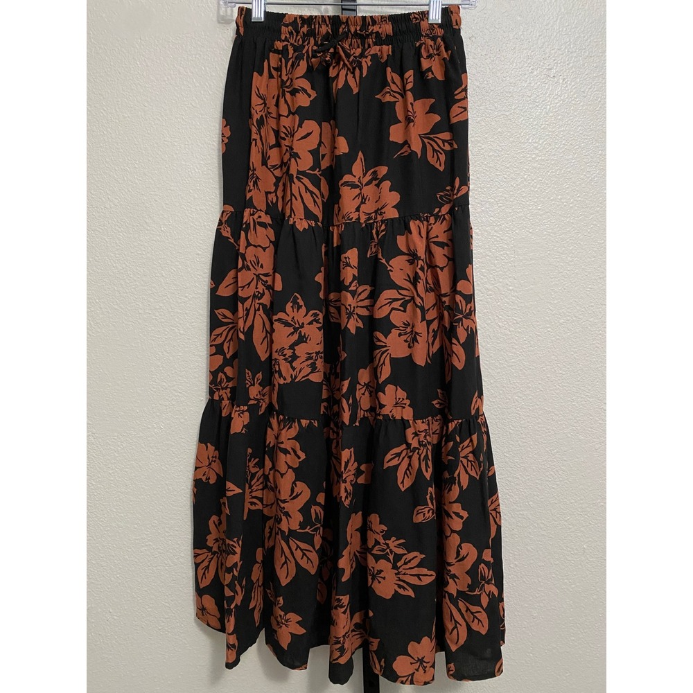 Women's Whimsical Floral Tiered Maxi Skirt S Fairy Grunge Whimsigoth Boho